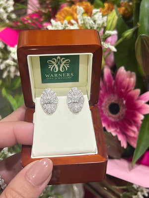 Art Deco Diamond Earrings in 18ct White Gold