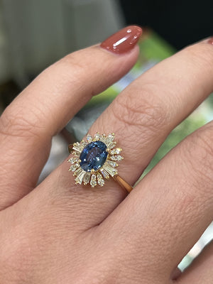 Ceylon Sapphire and Diamond Ring in 18ct Yellow Gold