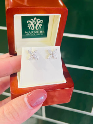 Diamond Marquis Star Earrings in 9ct White Gold