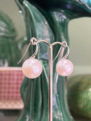 Pearl Swan Hooks in 9ct white gold