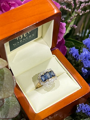 Ceyelon Sapphire and Diamond Ring in 18ct White Gold
