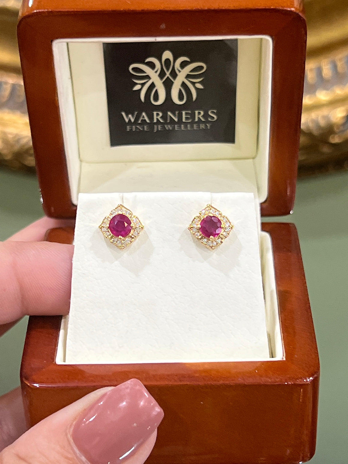 Ruby and Diamond Earrings in 18ct Yellow Gold