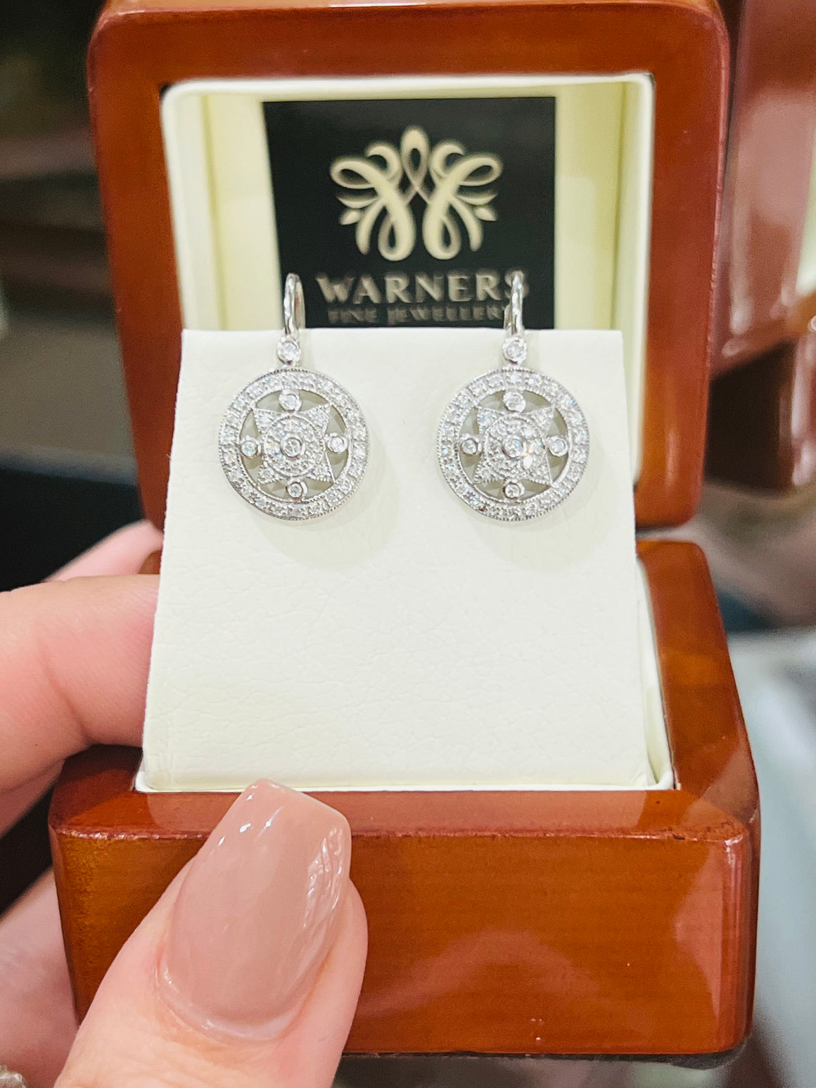 Art Deco Diamond Earrings in 9ct White Gold