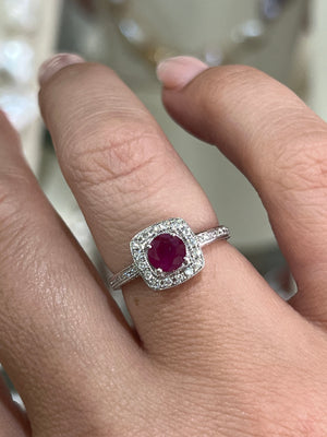 Ruby and Diamond Ring in 18ct White Gold