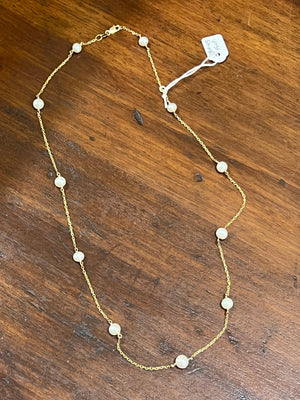 Pearl & Chain Necklace in 9ct yellow gold