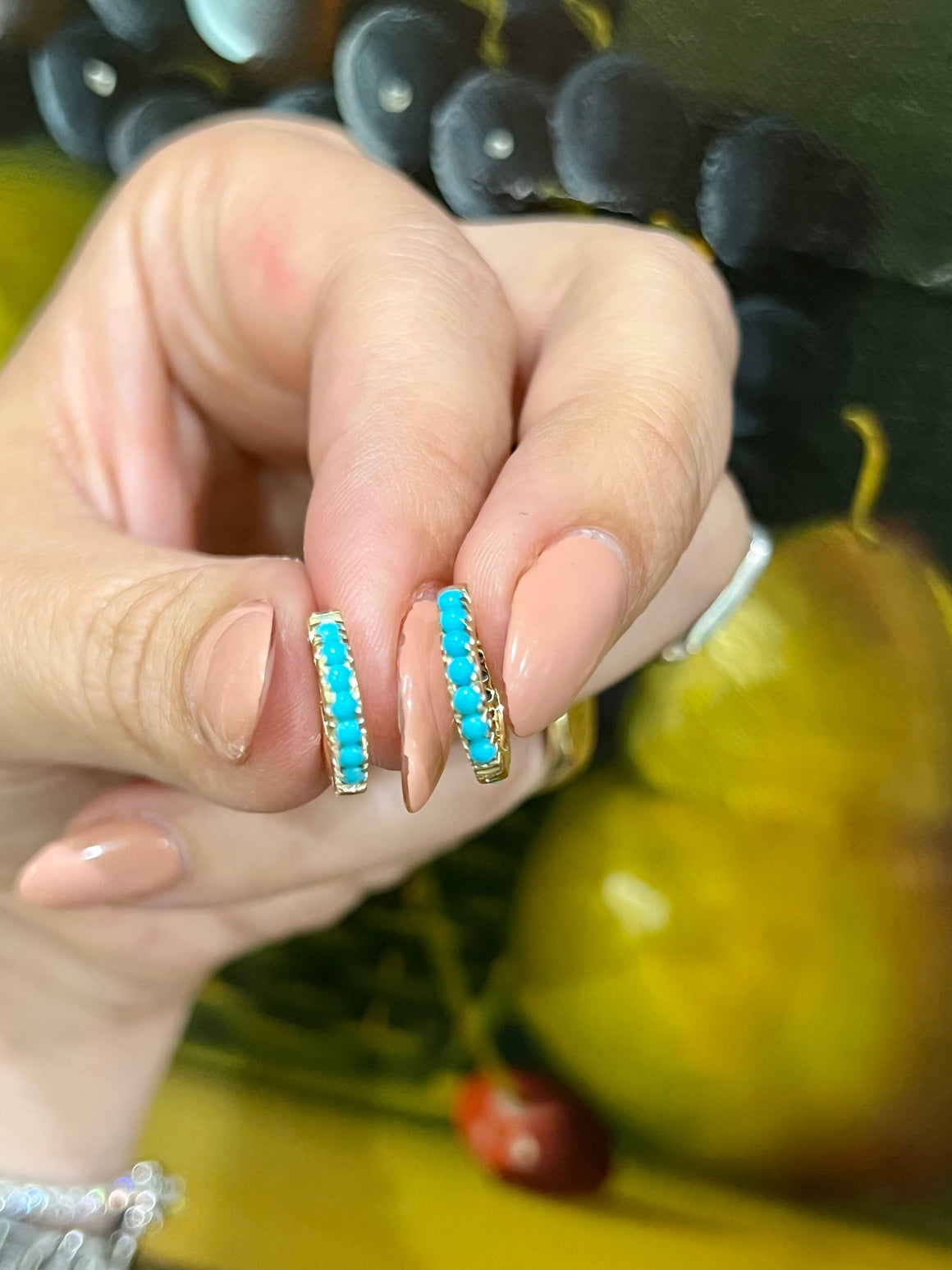 Turquoise Huggies in 9ct Yellow Gold