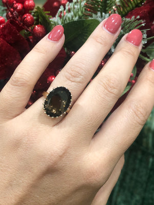 Smokey Quartz Cocktail Ring in 9ct Yellow Gold