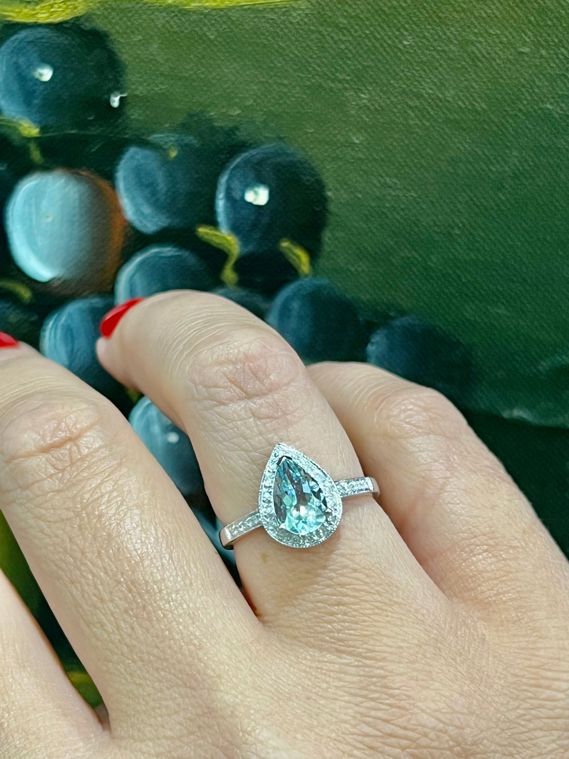 Aquamarine and Diamond Ring in 9ct White Gold