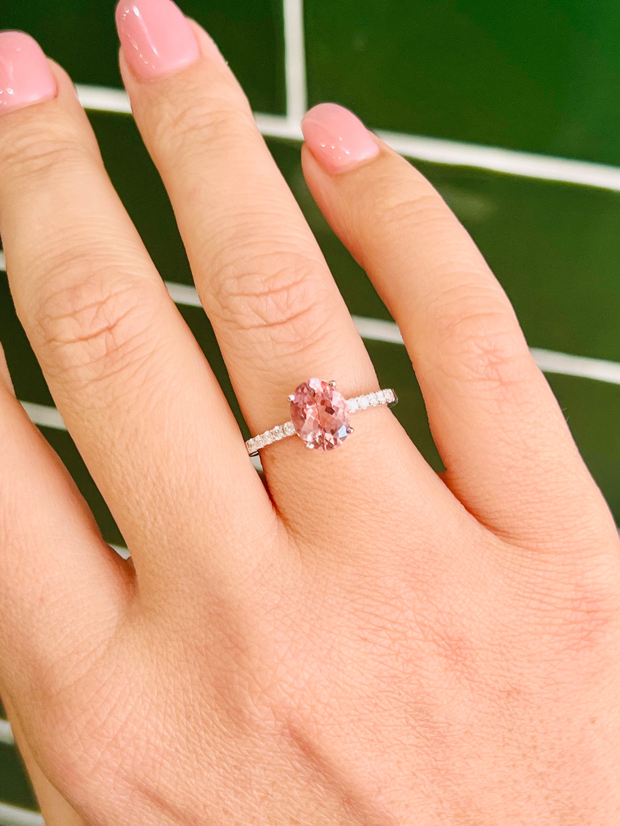 Morganite and Diamond Ring in 18ct White Gold Warners Fine Jewellery