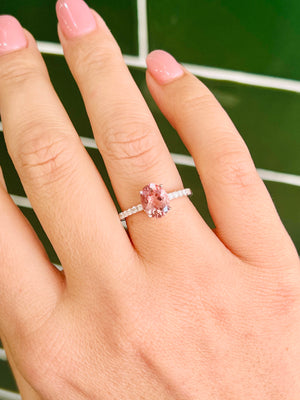 Morganite and Diamond Ring in 18ct White Gold
