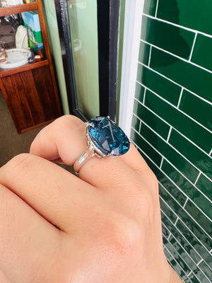 London Blue Topaz Cocktail Ring in Sterling Silver