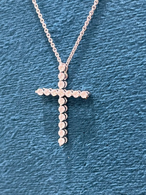 Diamond Cross Necklace in 9ct White Gold Large Warners Fine