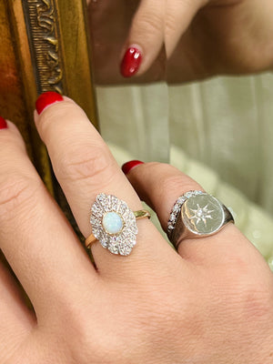 Opal and Diamond ring in 9ct yellow gold
