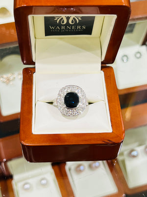 Australian Sapphire and Diamond Ring in 18ct White Gold