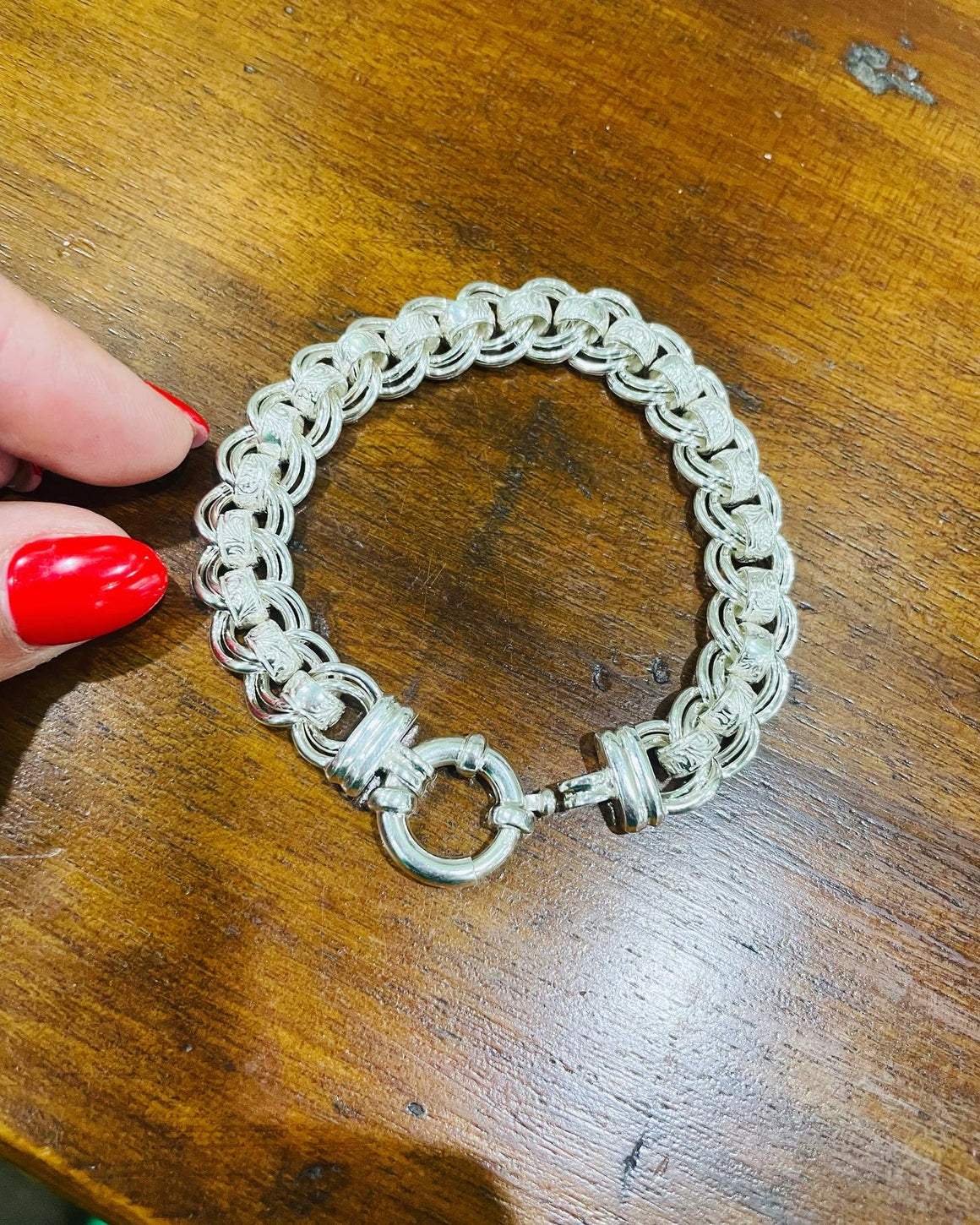 Sterling Silver Ornate Roller Bracelet