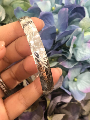 Solid Engraved Sterling Silver Bangle