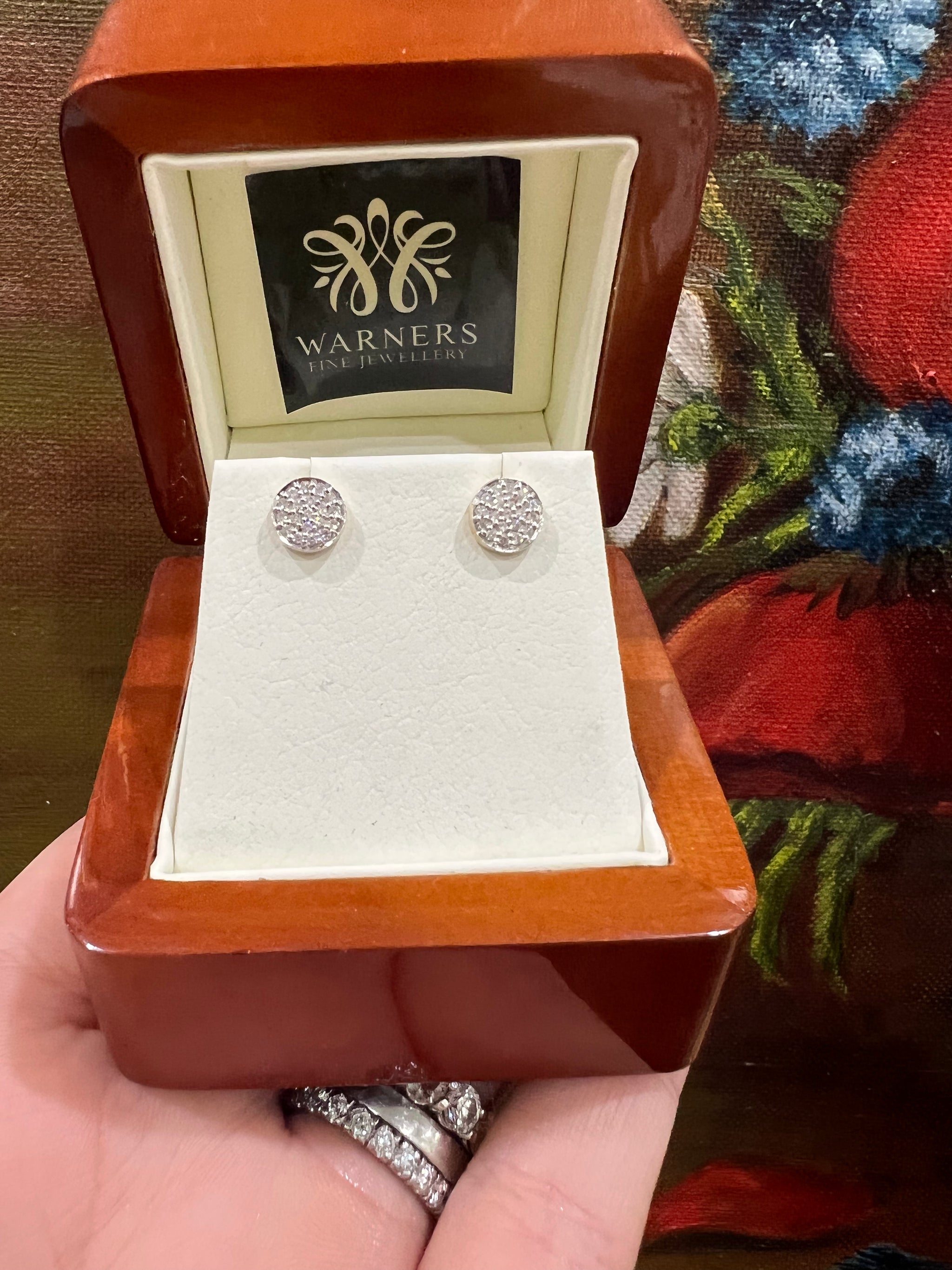 Pav Set Diamond Studs in 9ct Yellow Gold Warners Fine Jewellery